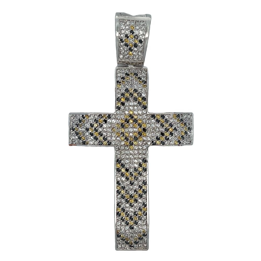 3 Color Arrow Cross CZ Iced Out Pendant HipHopBling