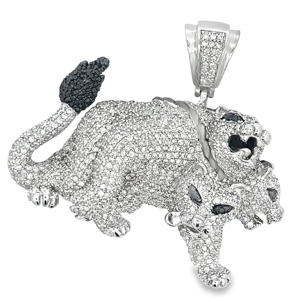 3 Headed Beast CZ Iced Out Pendant HipHopBling