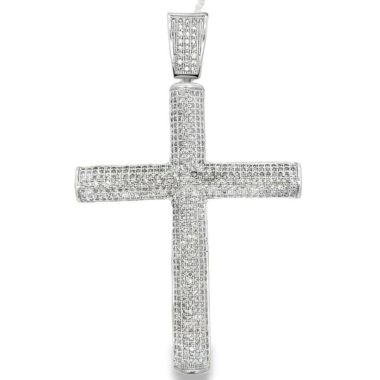 3D Cylinder Cross CZ Iced Out Pendant HipHopBling