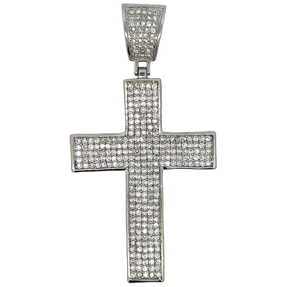 5 Row CZ Cross Iced Out Pendant HipHopBling