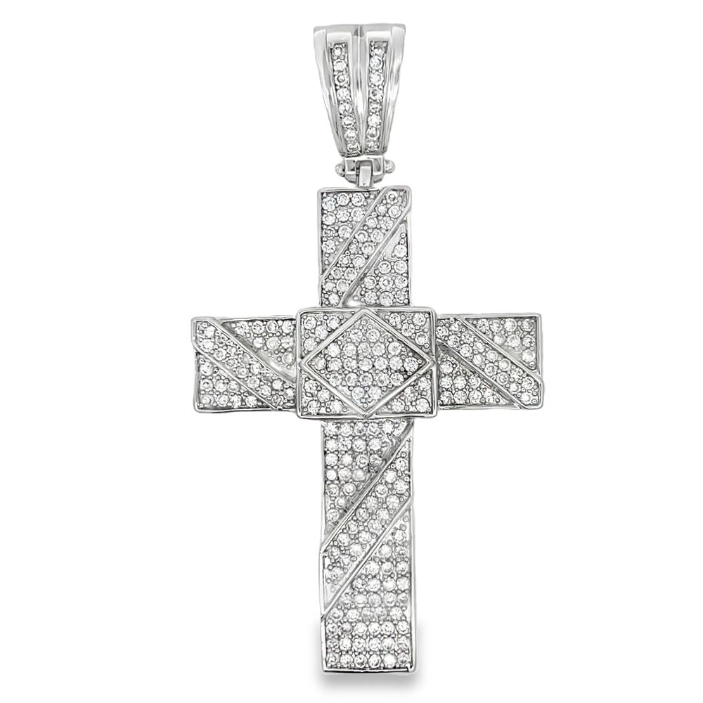 Elegant Cross CZ Iced Out Pendant