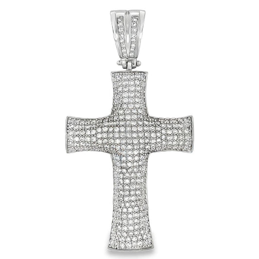 Rounded Cross CZ Iced Out Pendant