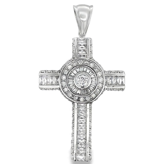 Baguette Radiant Cross CZ Iced Out Pendant HipHopBling