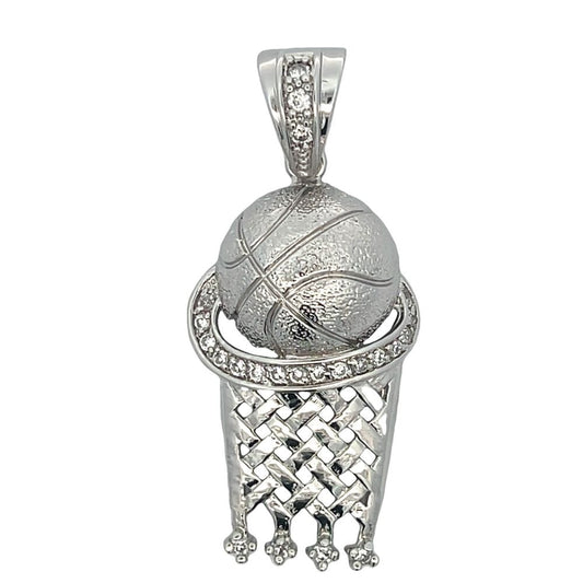 Basketball Hoop CZ Iced Out Pendant HipHopBling