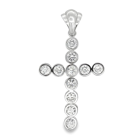 Bezel Set Tennis Cross CZ Iced Out Pendant HipHopBling