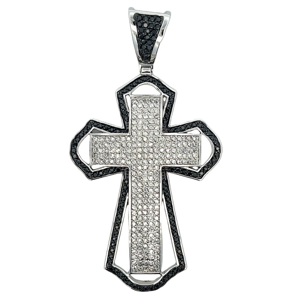 Big Black Border Cross CZ Iced Out Pendant HipHopBling