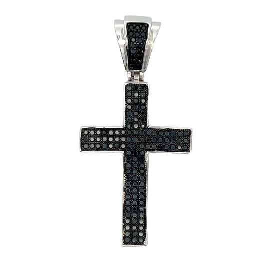 Black 4 Row Cross CZ Iced Out Pendant HipHopBling