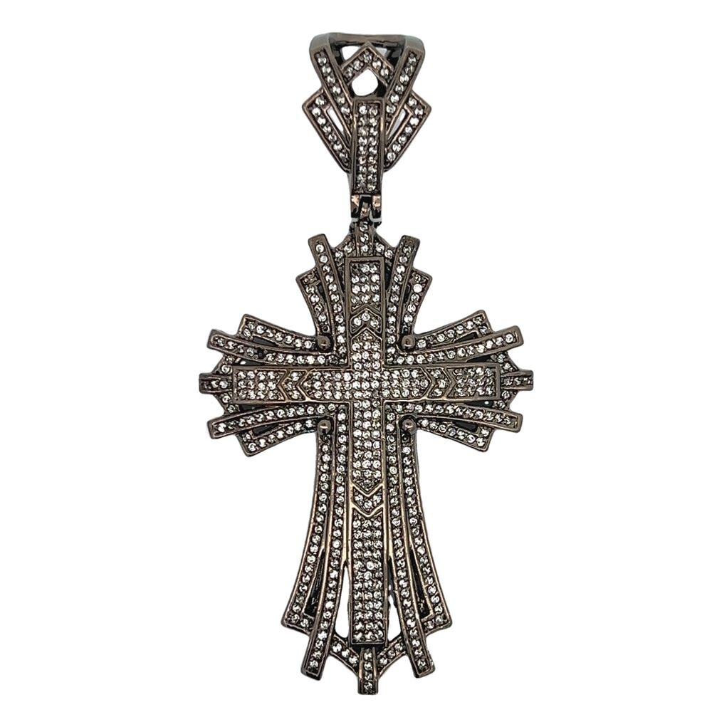 Black Baller CZ Cross Iced Out Pendant HipHopBling