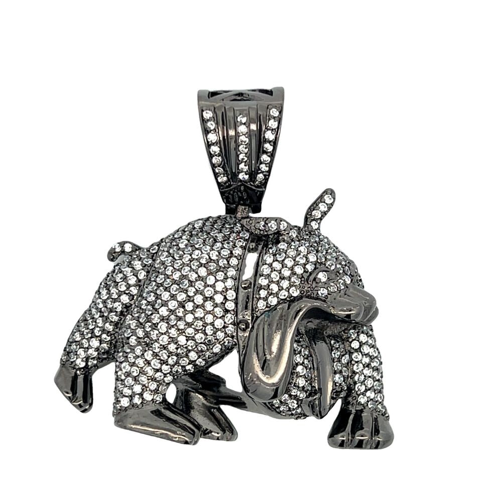 Black Bulldog CZ Iced Out Pendant HipHopBling