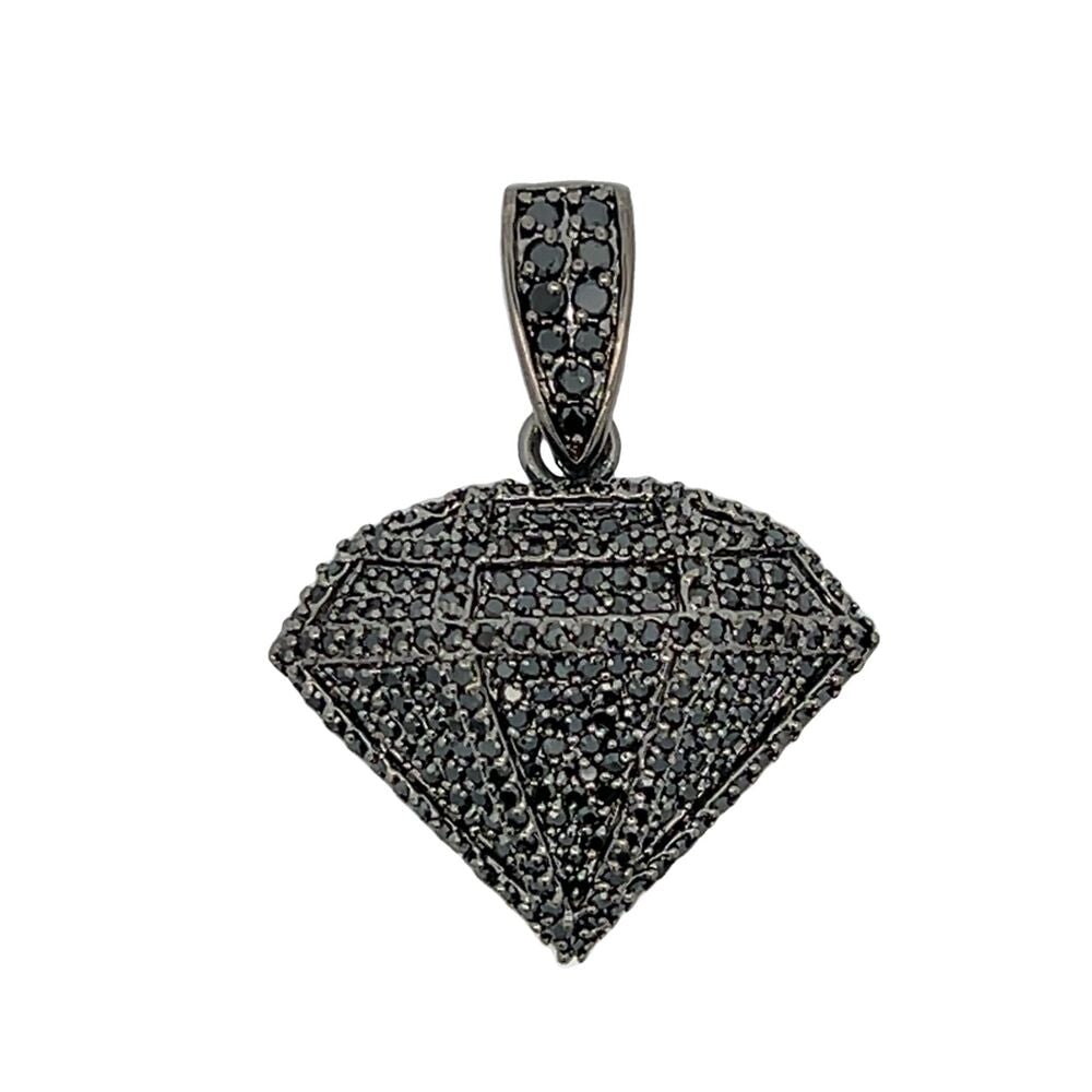 Black Diamond Shape CZ Iced Out Pendant HipHopBling