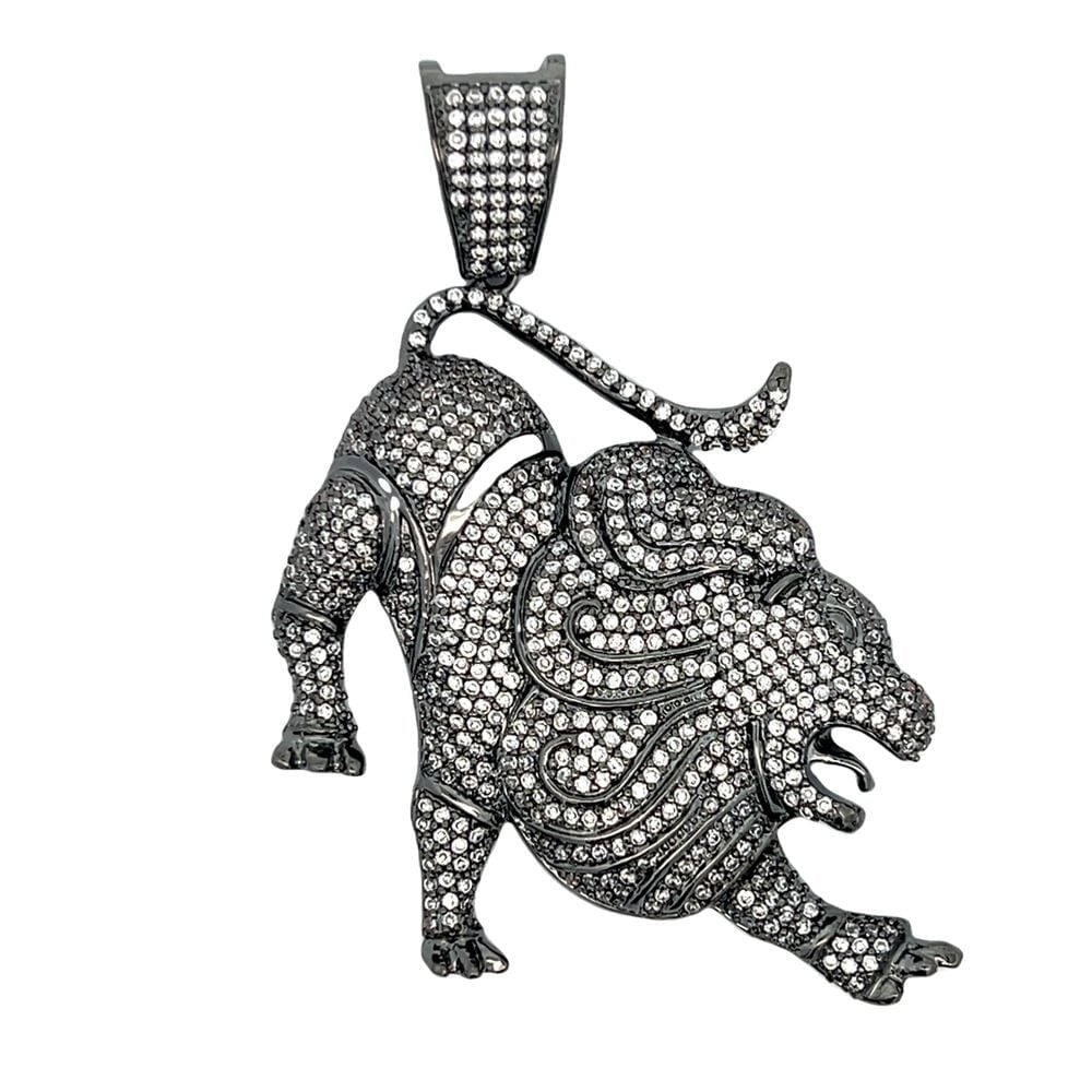 Black Lion CZ Iced Out Pendant HipHopBling