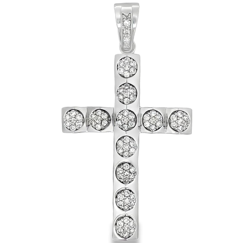 Block Cluster Tennis Cross CZ Iced Out Pendant HipHopBling