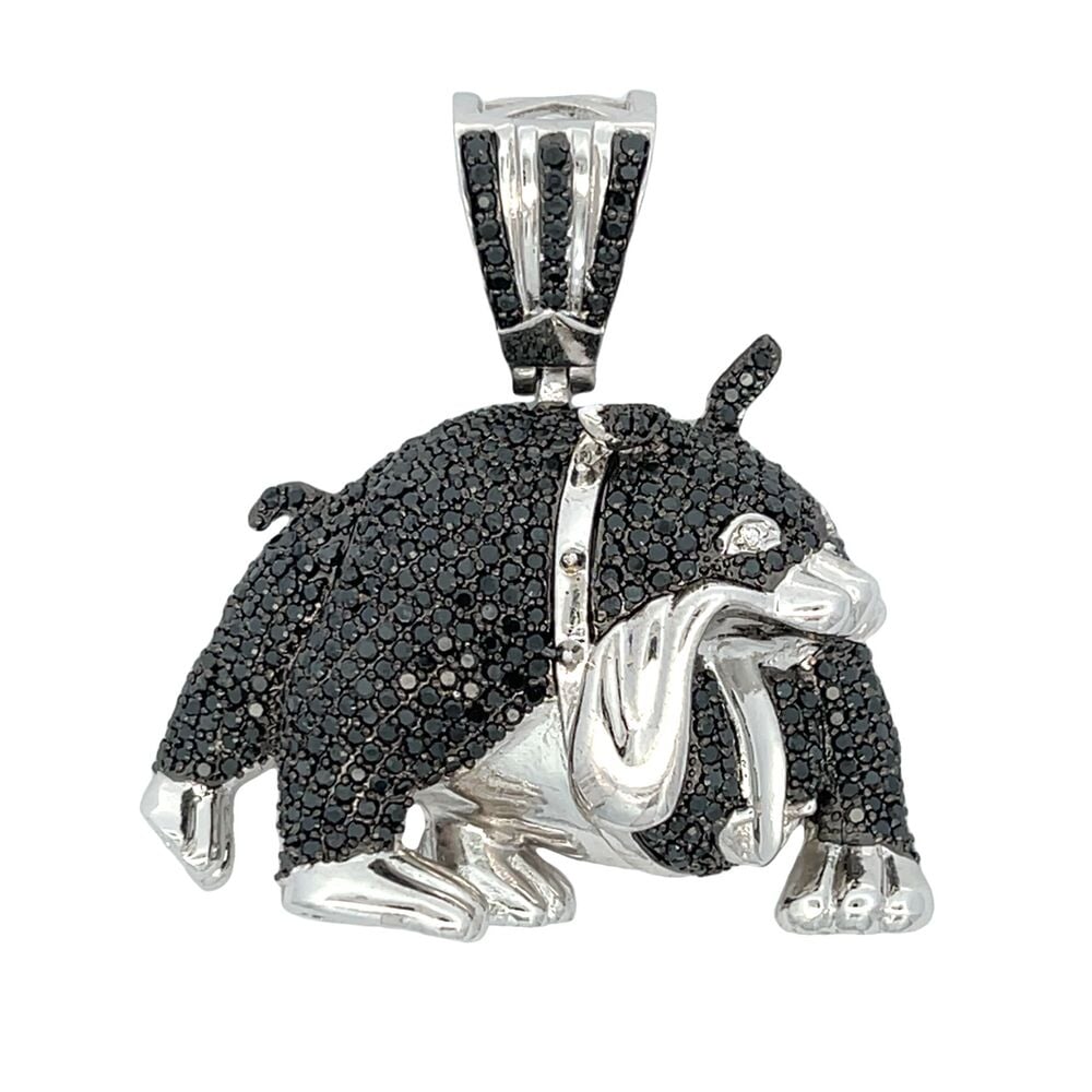 Bulldog Black CZ Iced Out Pendant HipHopBling