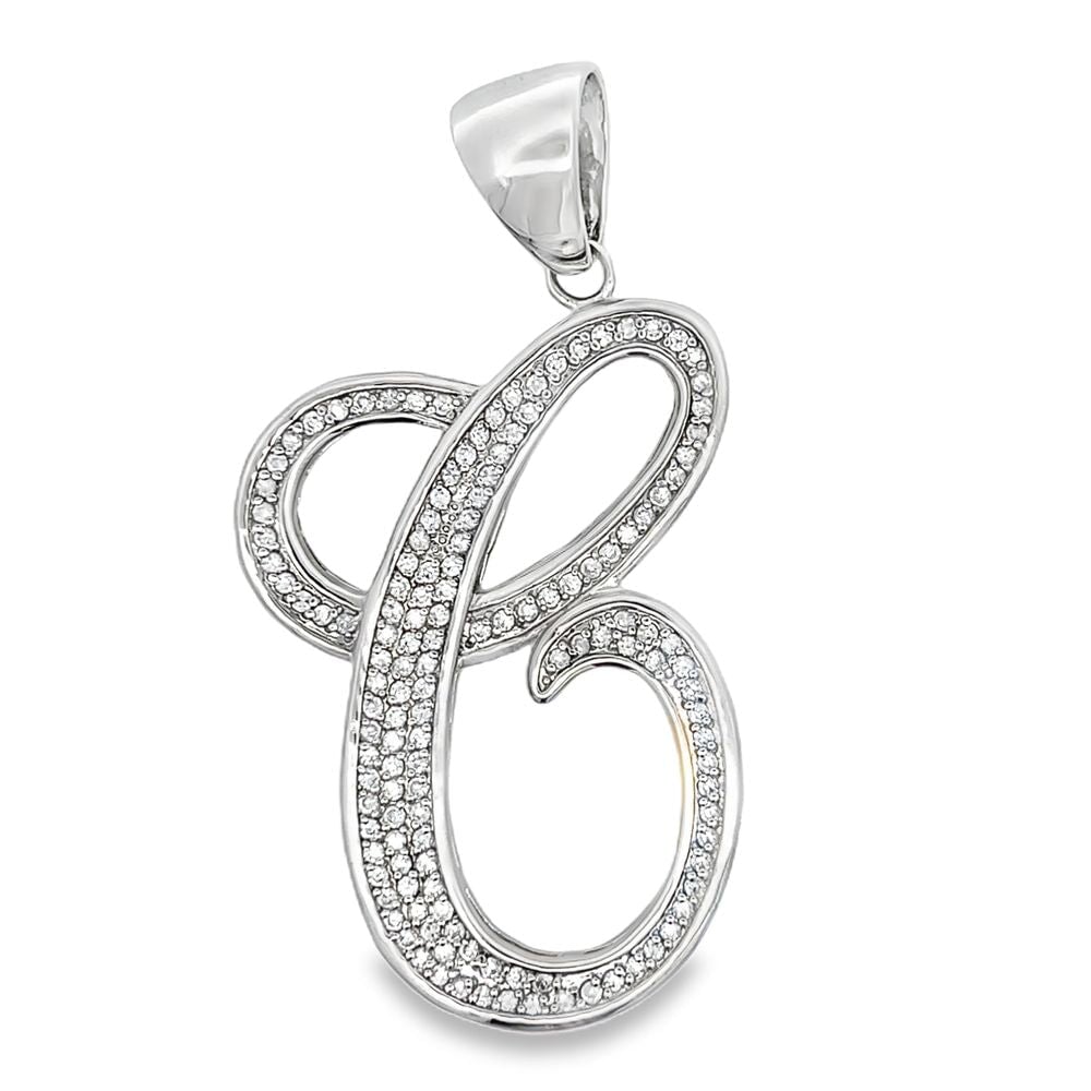 C Cursive CZ Iced Out Pendant HipHopBling