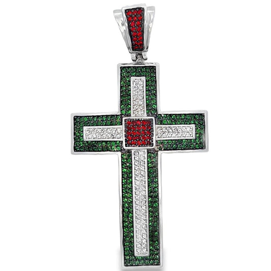 Christmas Cross CZ Iced Out Pendant HipHopBling