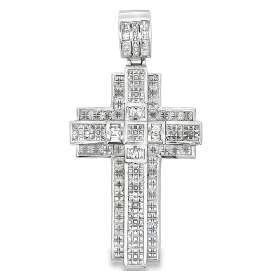 Chunky Princess Cut Cross CZ Iced Out Pendant HipHopBling