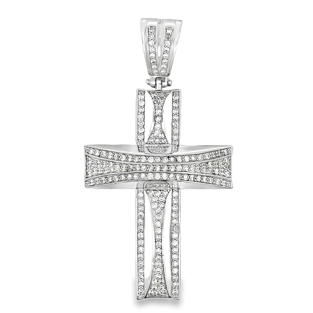 Domed Cross CZ Iced Out Pendant HipHopBling