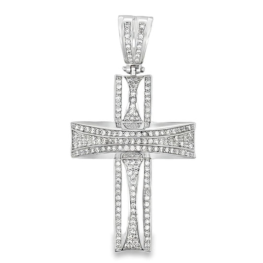 Domed Cross CZ Iced Out Pendant HipHopBling