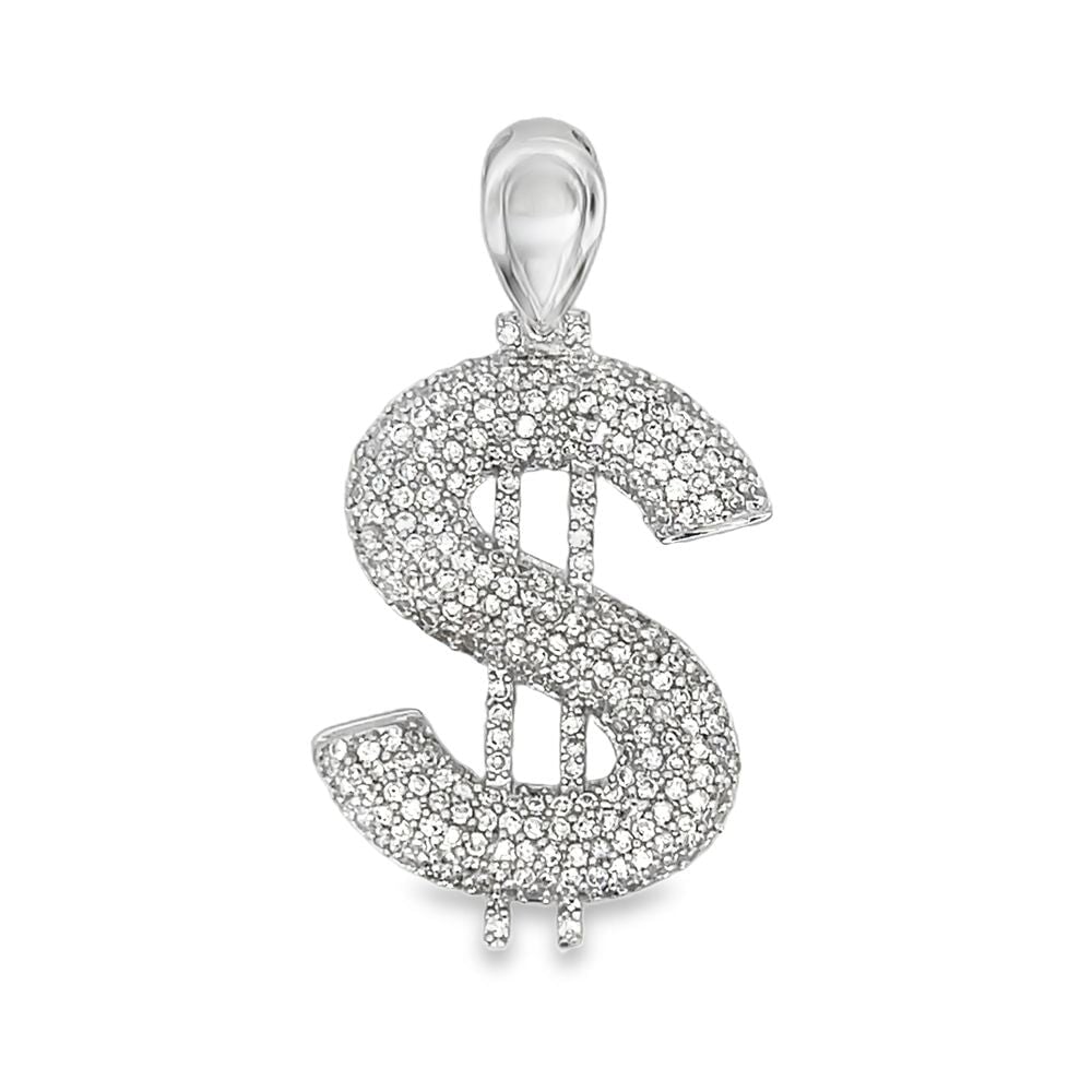 Domed Dollar Sign CZ Iced Out Pendant HipHopBling