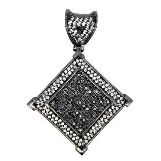 Double Square Black CZ Iced Out Pendant HipHopBling