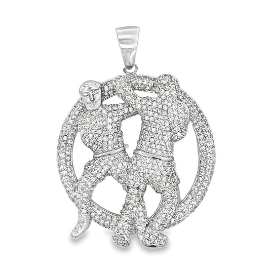 Fighters Circle CZ Iced Out Pendant HipHopBling