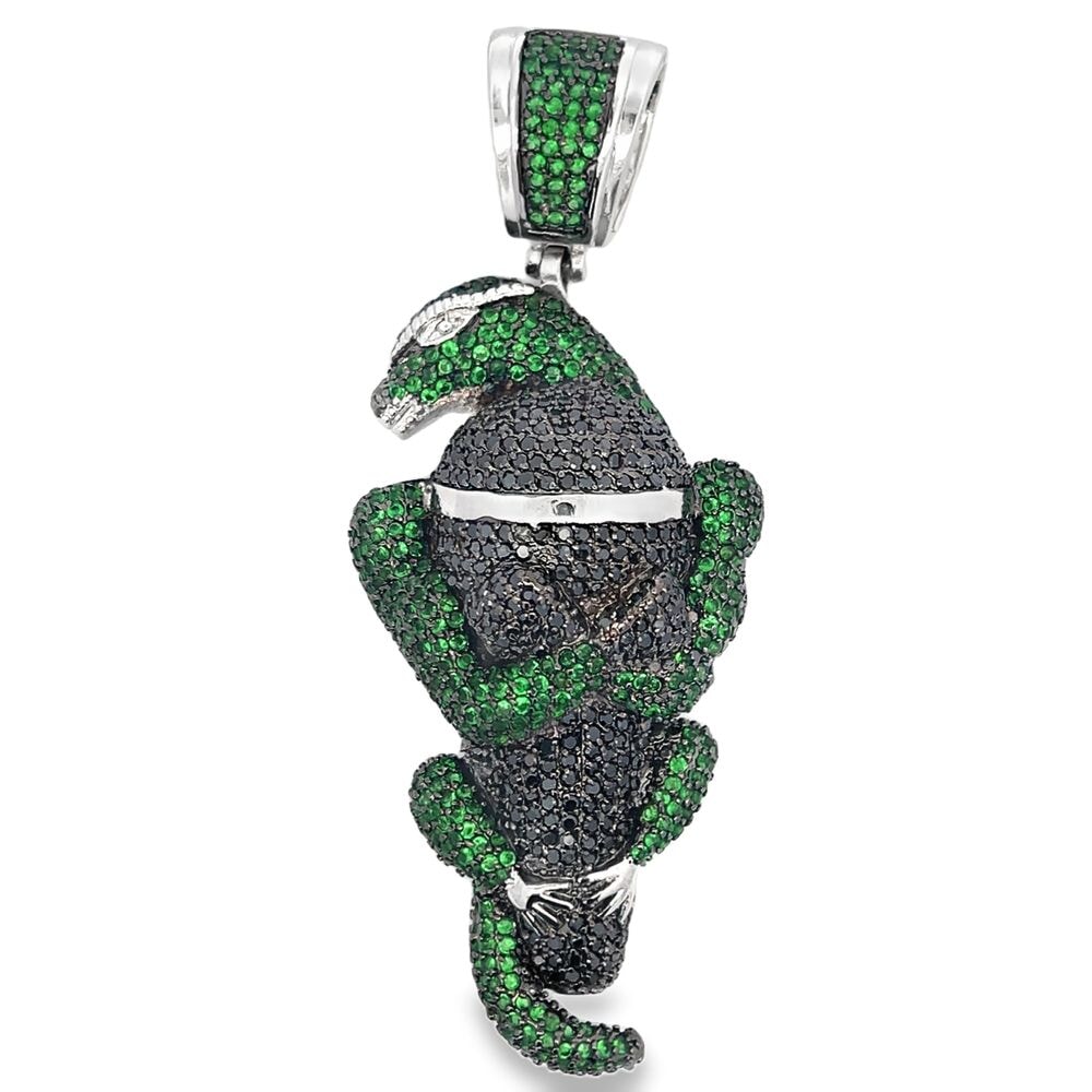 Green Lizard CZ Iced Out Pendant HipHopBling