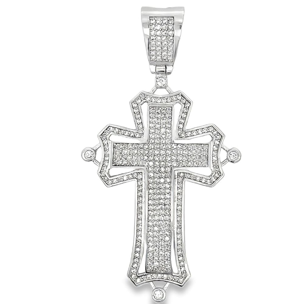 Halo Cross CZ Iced Out Pendant HipHopBling