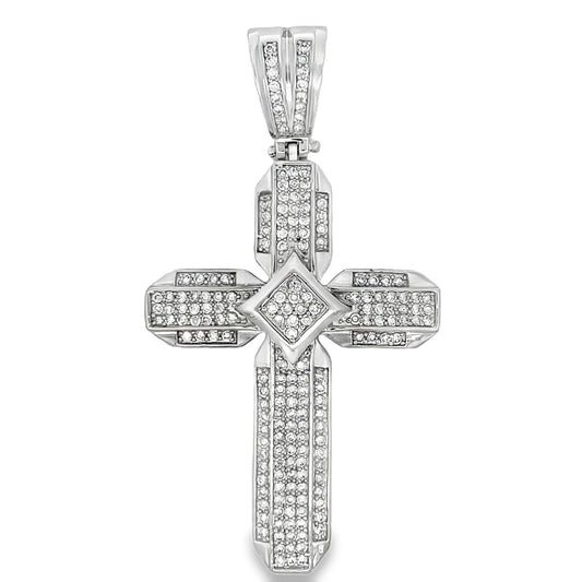 Kite Clean Cross CZ Iced Out Pendant HipHopBling