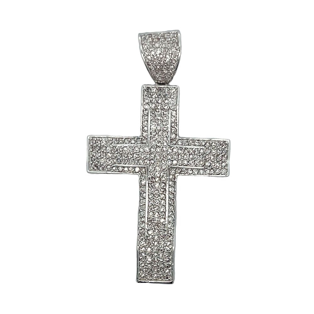 Layer 5 Row Cross CZ Iced Out Pendant HipHopBling