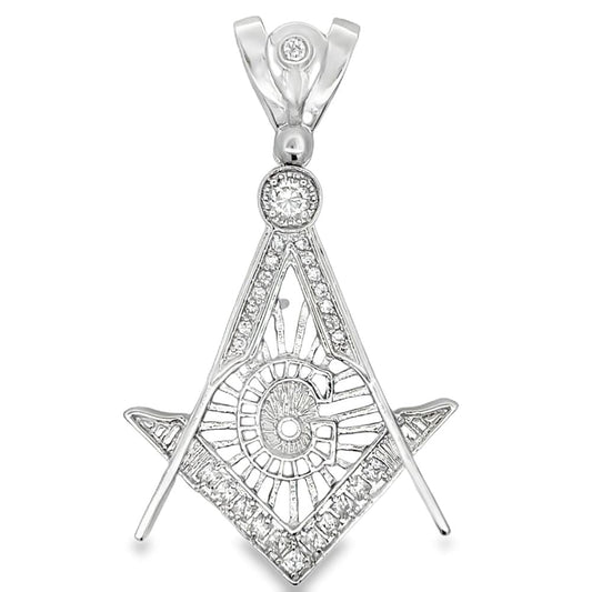 Masonic Baguette CZ Iced Out Pendant HipHopBling