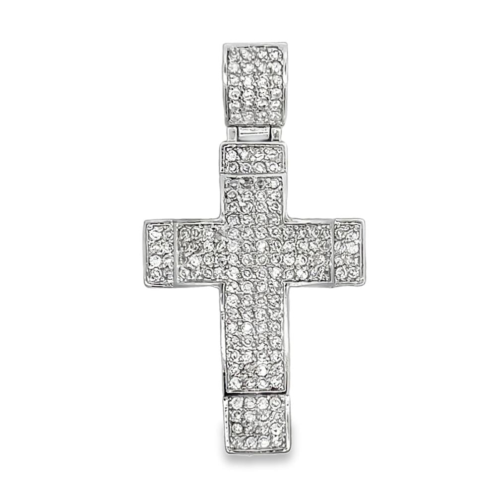 Mini 4 Row Cross CZ Iced Out Pendant HipHopBling