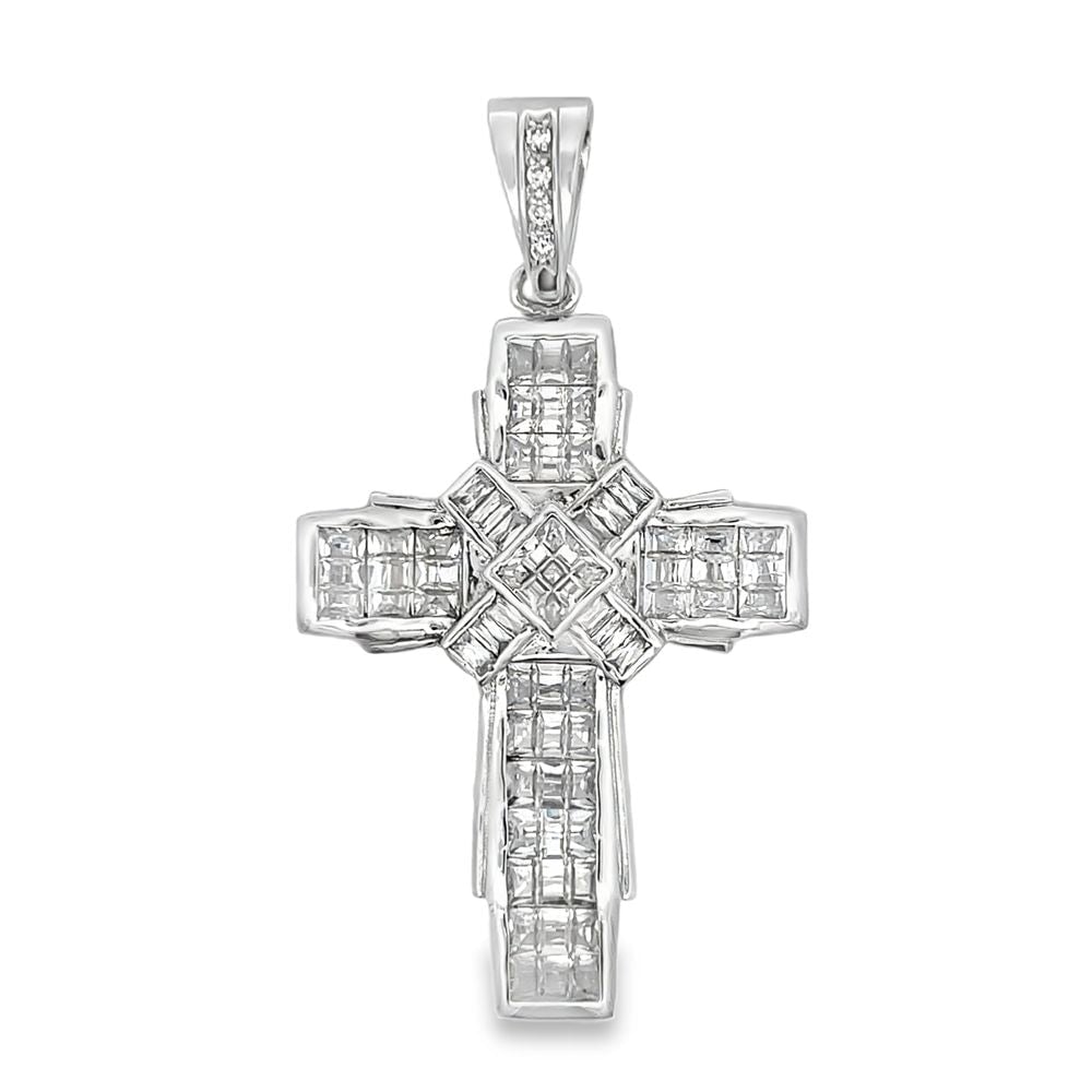 Princess Cut X Cross CZ Iced Out Pendant HipHopBling