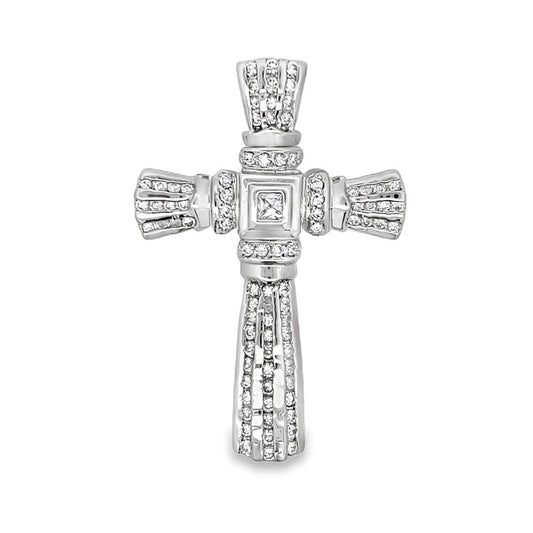 Princess Fan Cross CZ Iced Out Pendant HipHopBling