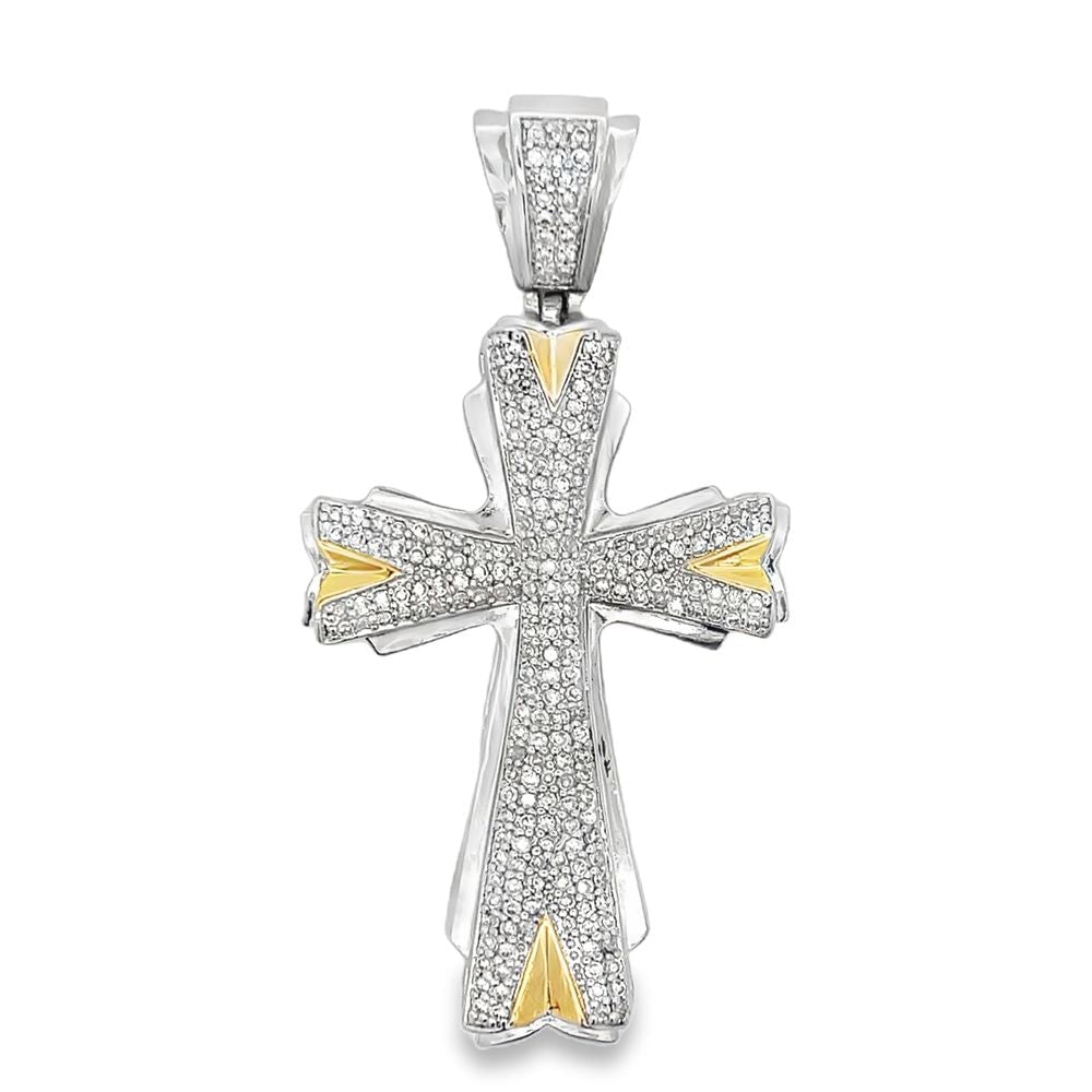 Rhodium Bling Bling CZ Cross Iced Out Pendant HipHopBling