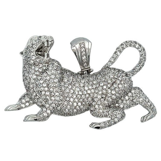 Silver Panther CZ Iced Out Pendant HipHopBling