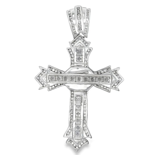 Spikey Baguette Cross CZ Iced Out Pendant HipHopBling