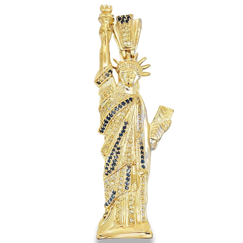 Statue Of Liberty Gold CZ Iced Out Pendant HipHopBling