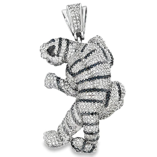 Striped Panther White & Black CZ Iced Out Pendant HipHopBling