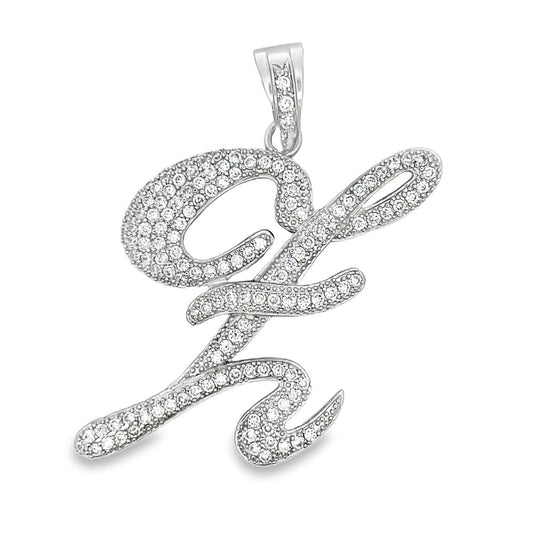 Symbol Cursive CZ Iced Out Pendant HipHopBling