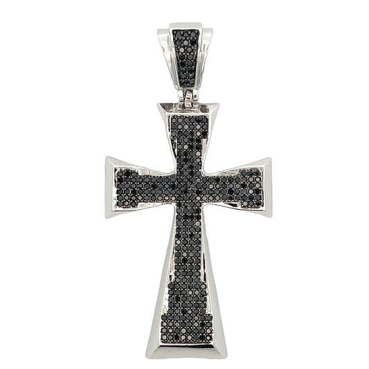 Tapered Cross Black CZ Iced Out Pendant HipHopBling