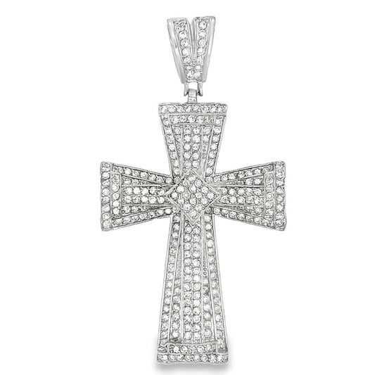 Tapered Kite Cross Cross CZ Iced Out Pendant HipHopBling