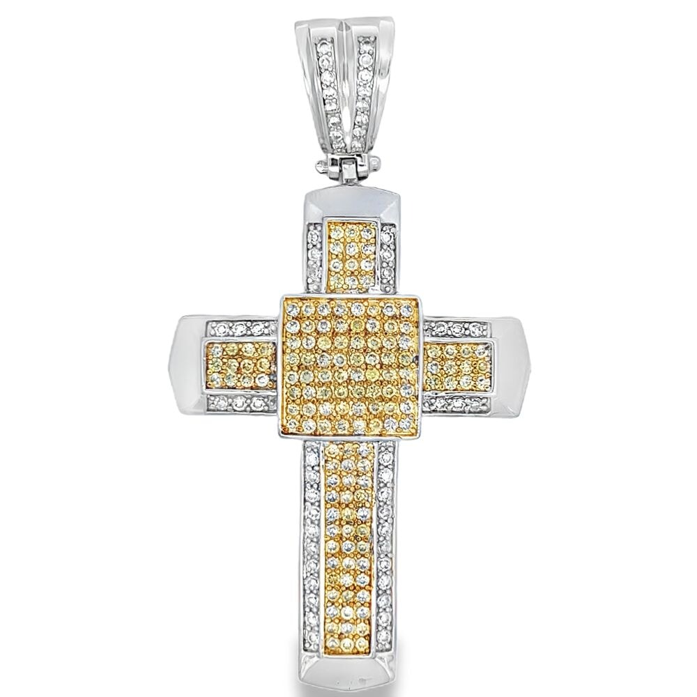 Thick Cross Canary CZ Iced Out Pendant HipHopBling