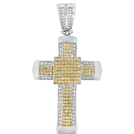 Thick Cross Canary CZ Iced Out Pendant HipHopBling