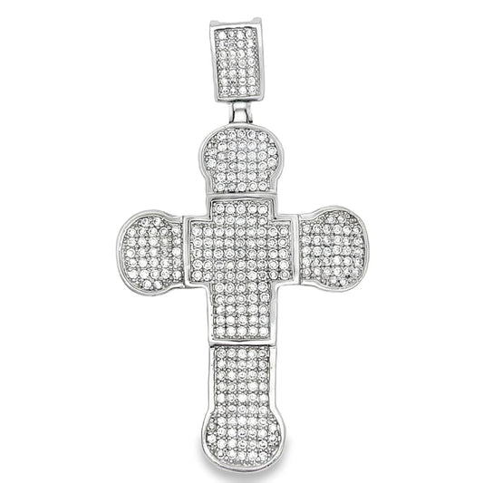 Thick Rounded Edge Cross CZ Iced Out Pendant HipHopBling