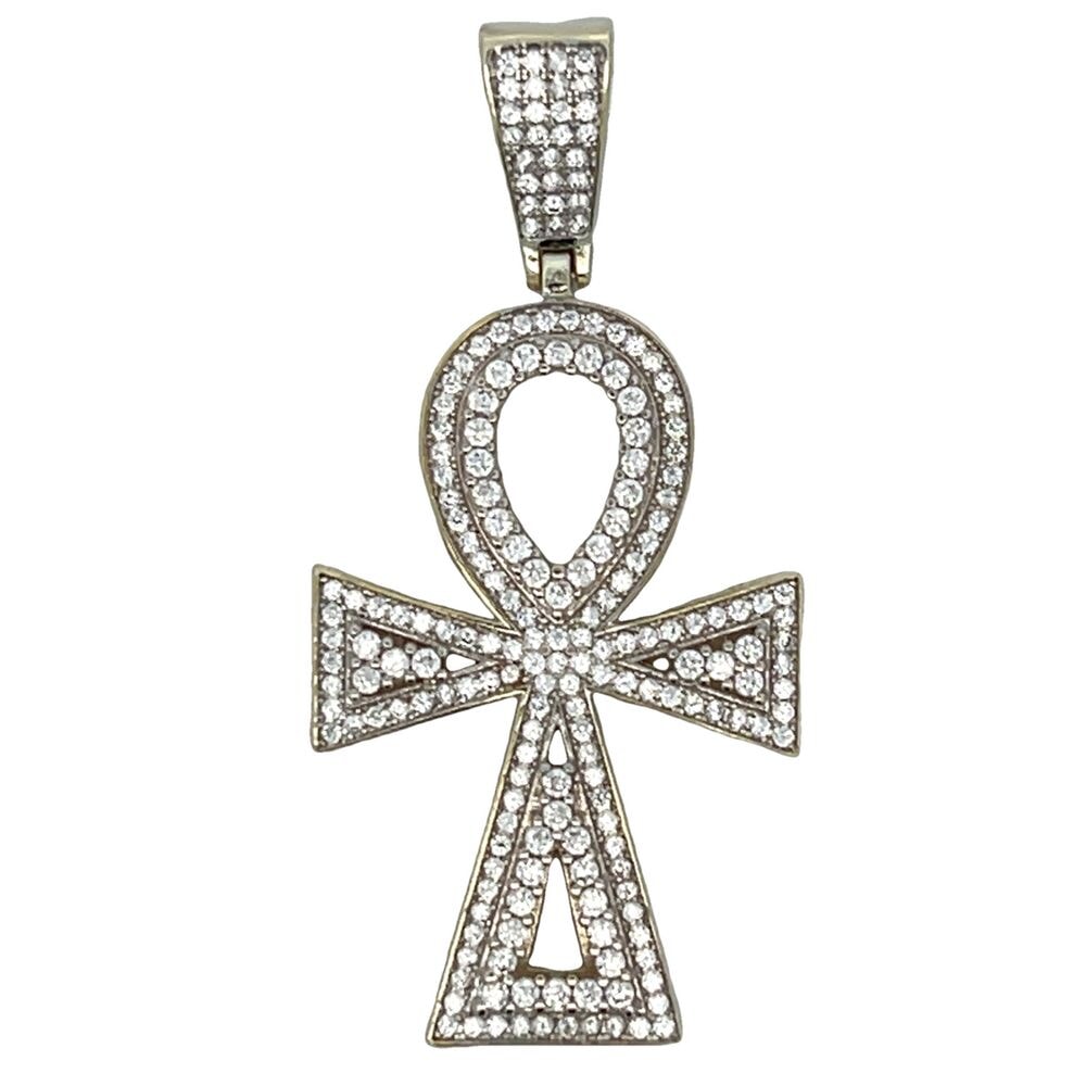 Unique Ankh Cross CZ Iced Out Pendant HipHopBling