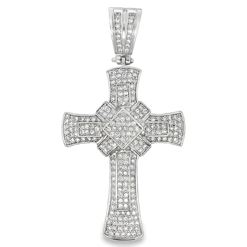 X Fancy Cross CZ Iced Out Pendant HipHopBling