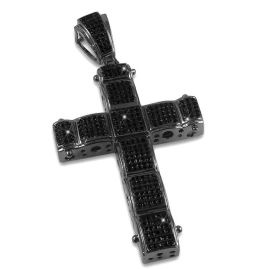 Black Bubble CZ Micro Pave Cross