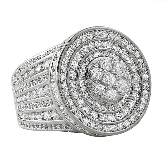 .925 Silver Jumbo Cluster CZ Bling Ring