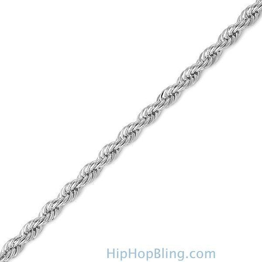 French Rope 4MM Silver Plated Bracelet