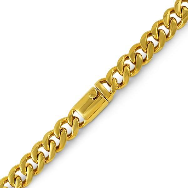 Gold Miami Cuban Bracelet 316L 13MM Box Clasp